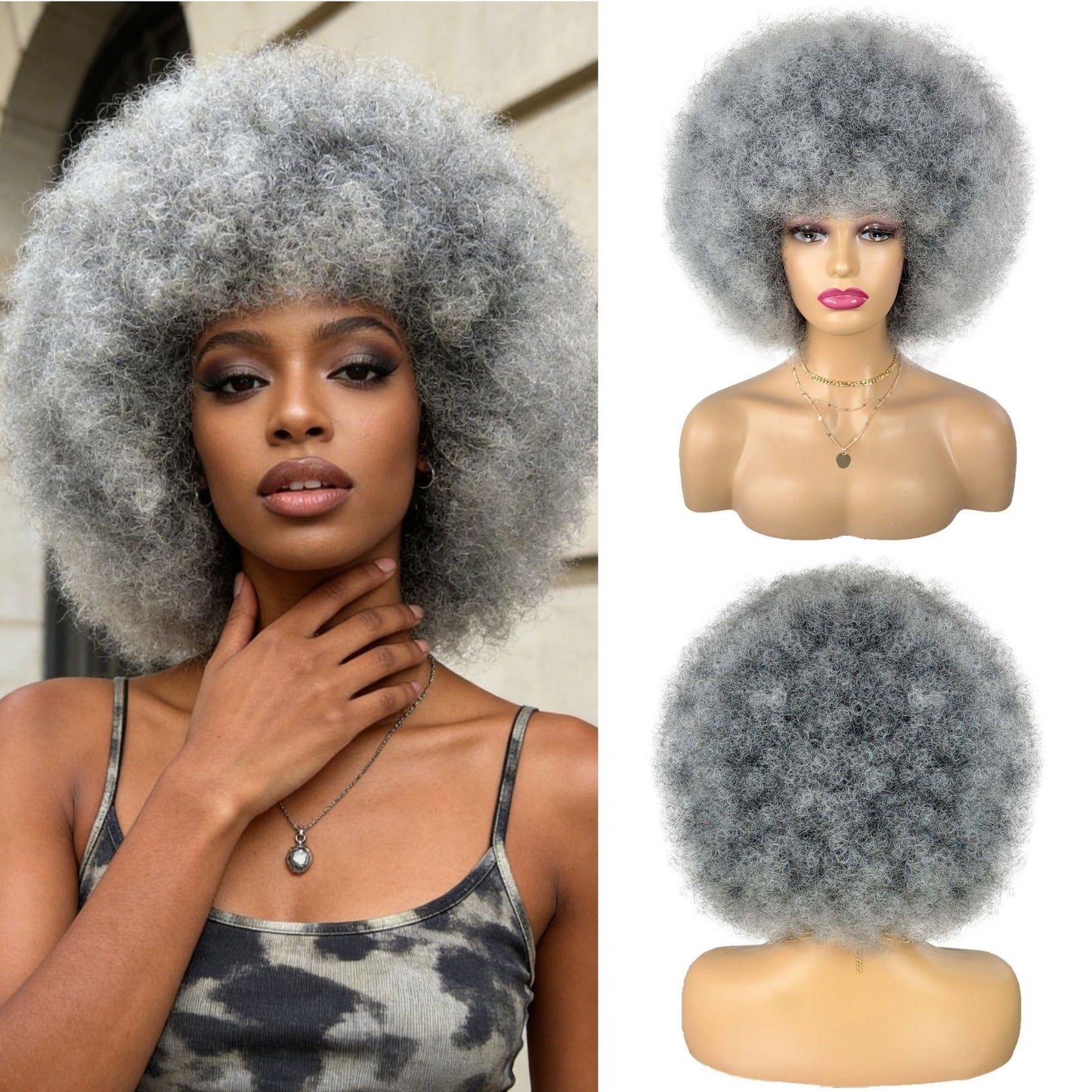 Afro Fiber Head Cover Long Straight African Small Wig Short Curly Hair