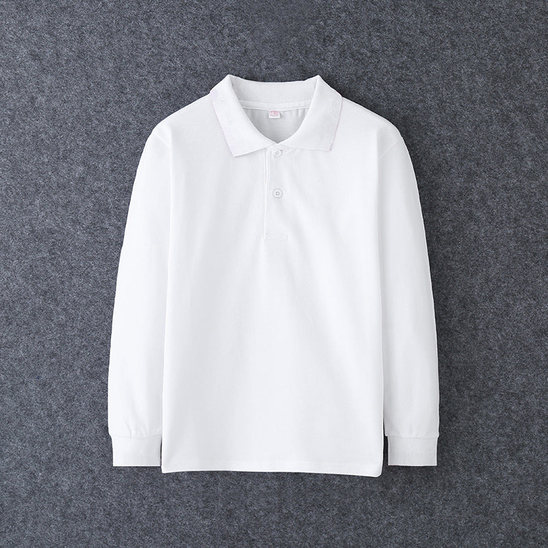 Children's Solid Color Shirt Pure Cotton Primary School Business Attire Uniform Children's T-shirt