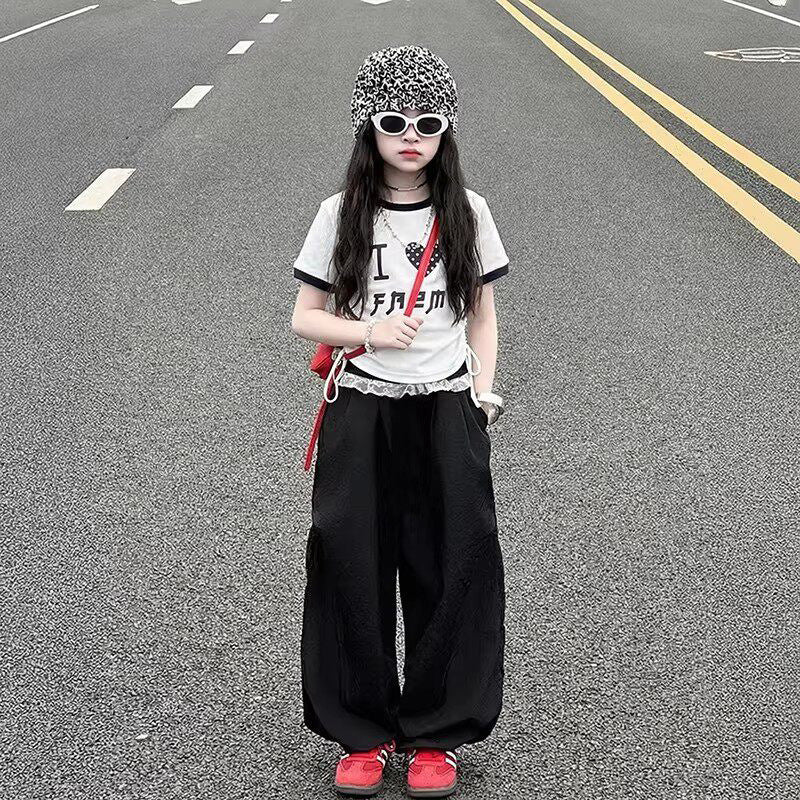 Children's Two-piece Dress Teens Short Sleeve Summer Thin Loose Casual Children's Suit