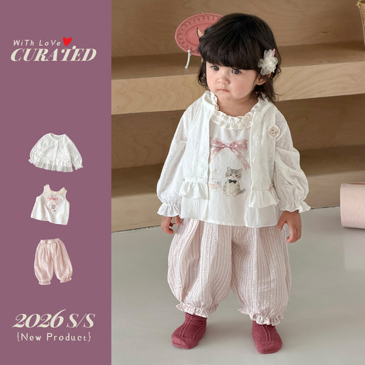 Style Kitty Sleeveless Vest Top Anti Mosquito Pants Children's Suit