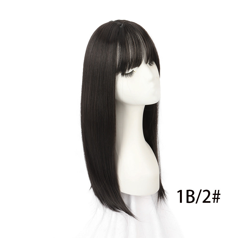 Hair Supplementing Piece Simulation Scalp Mid-length Head Covering Gray Wig
