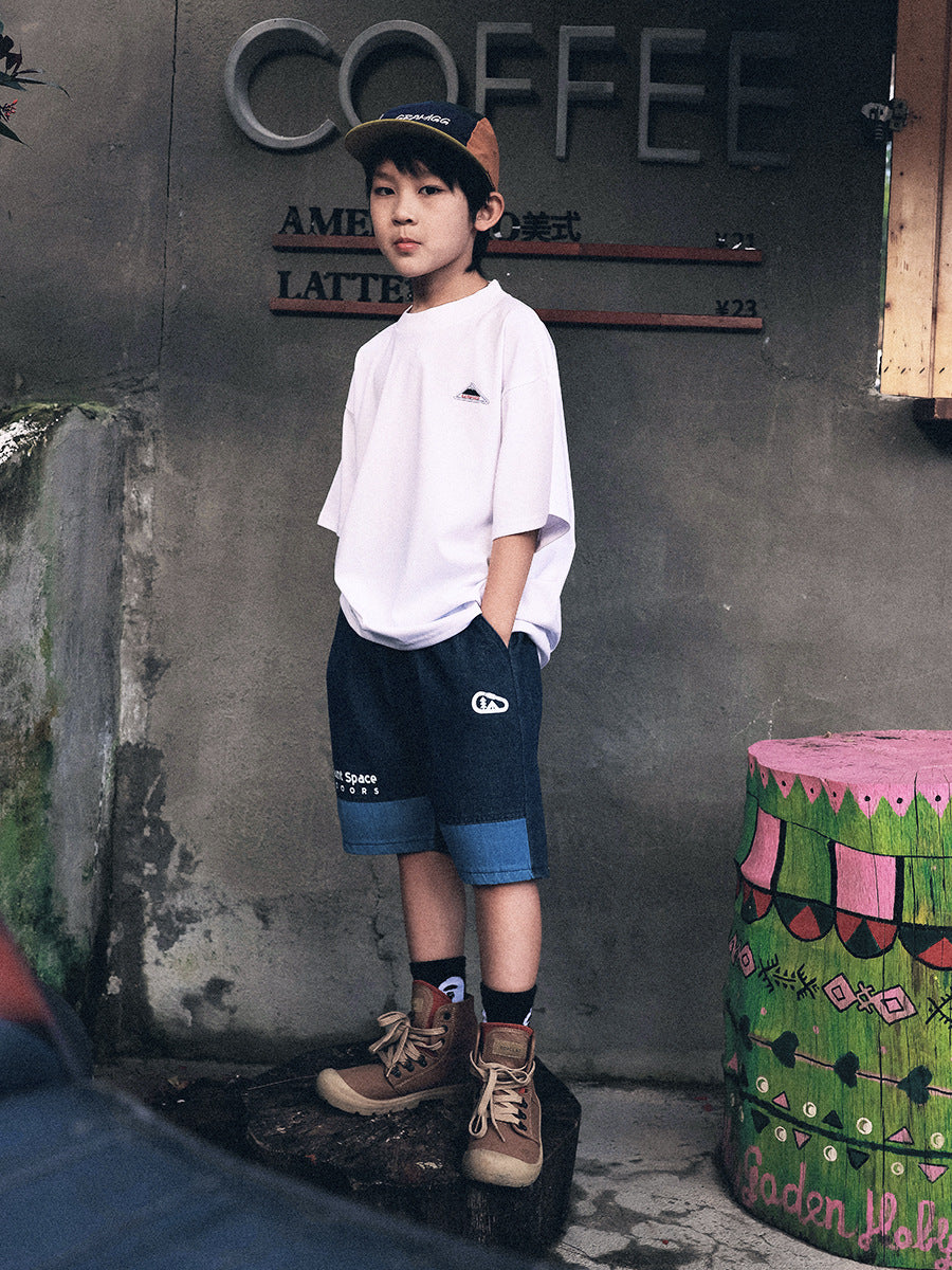 Children's Summer Color Contrast Patchwork Washable Denim Children's Pants