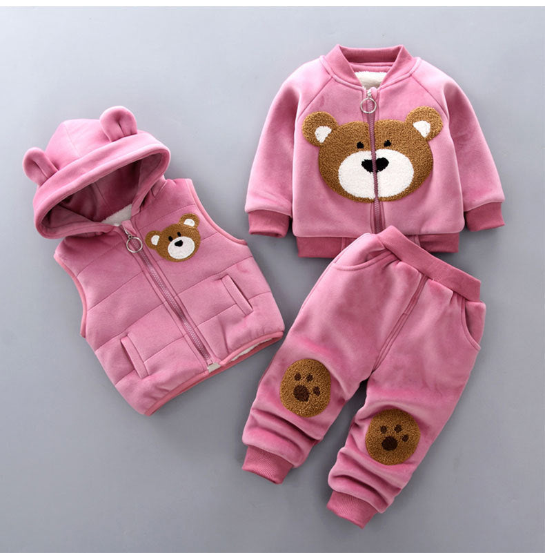Children's Korean Style Clothing Fleece Padded Bear Children's Suit