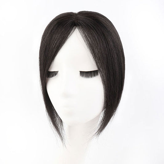 Women's Hand-woven Swiss Net Real Human Hair Head Replacement Set Lightweight Wig Bangs
