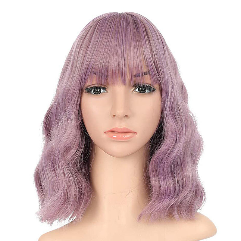 Halloween Bangs Color Short Curly Hair Long Straight Wig