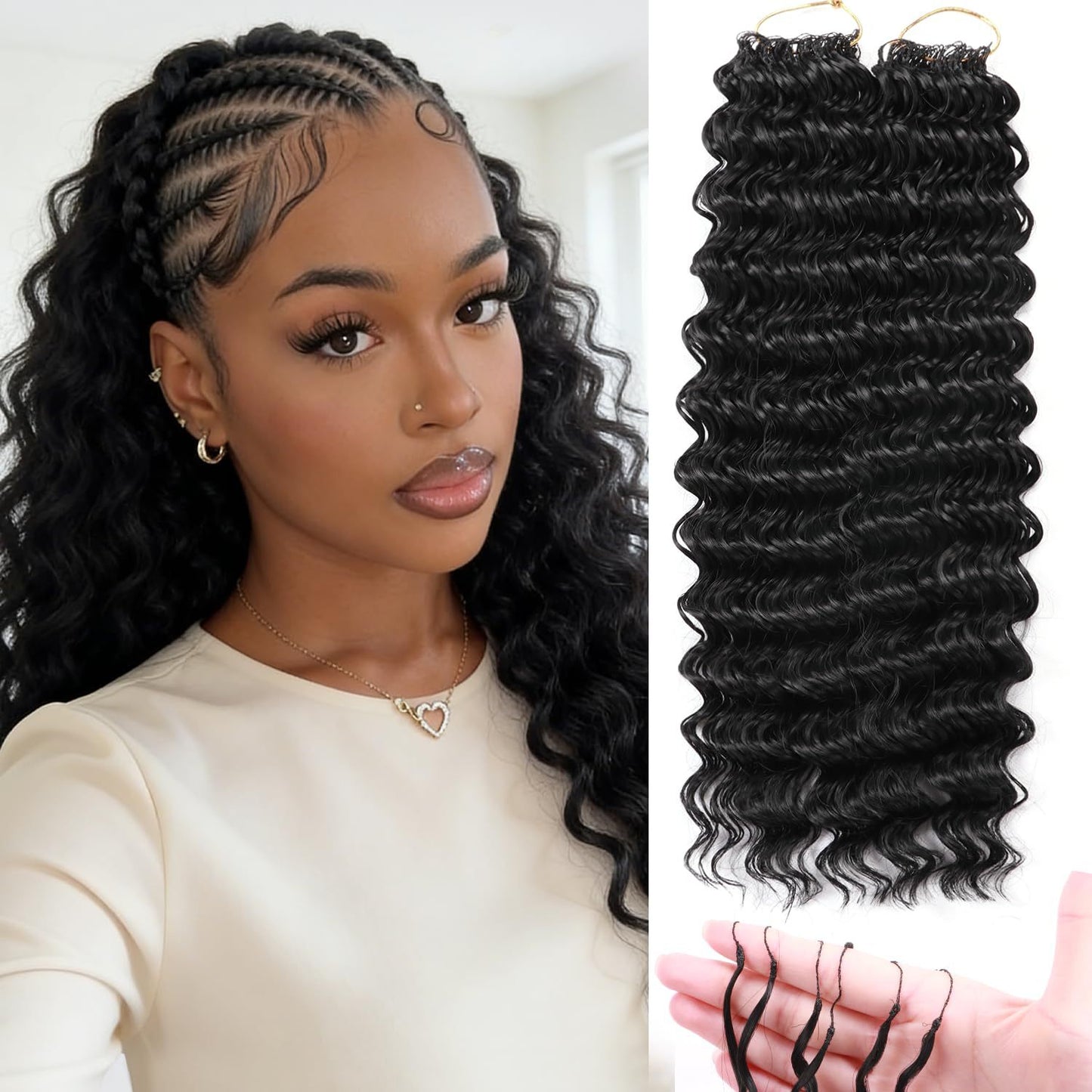 Glamorous Crochet Hair Extension Feather Human Wig Long Curls