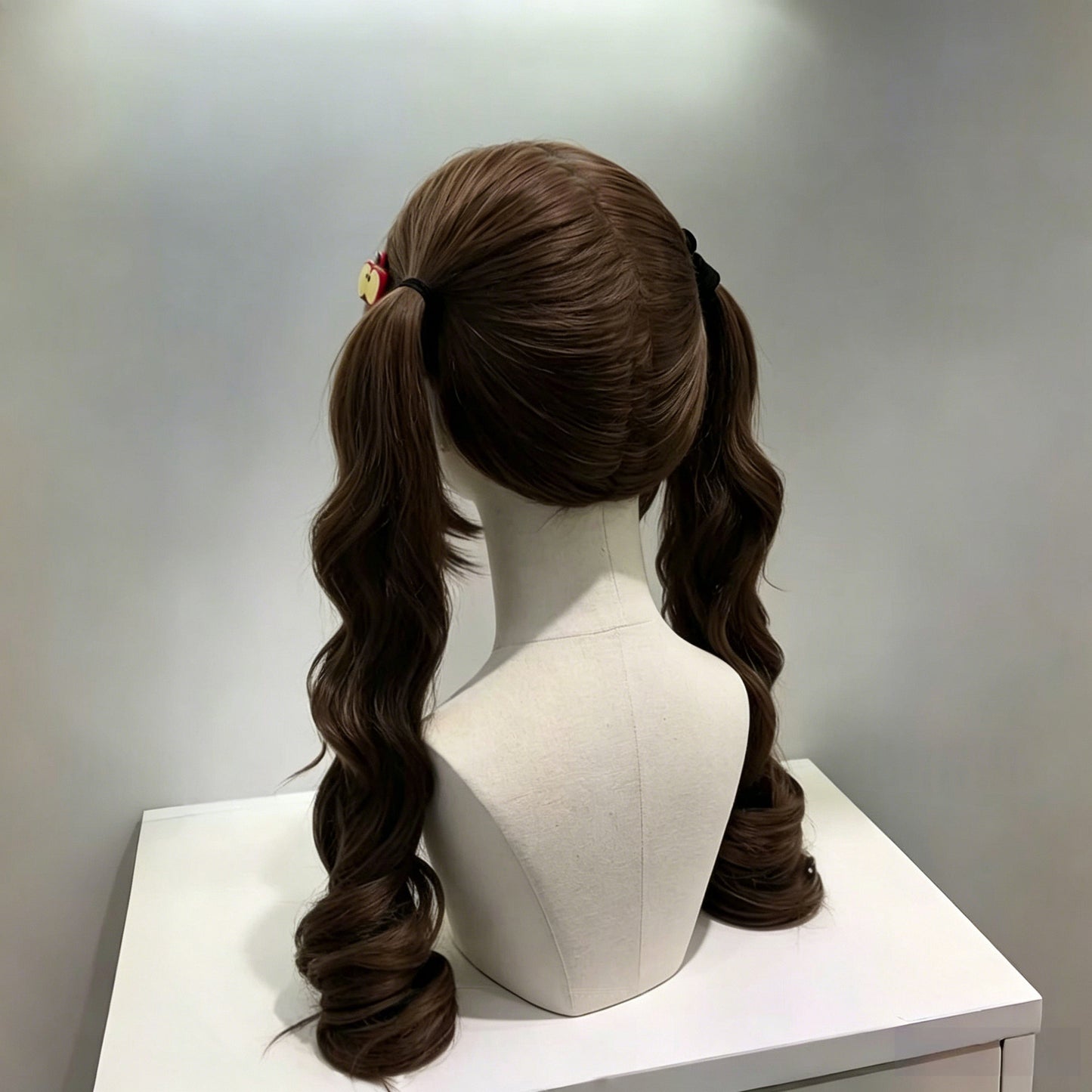 Tea Linen Little Rose Double Ponytail Curly Sweet Daily Style Wig Long Curls