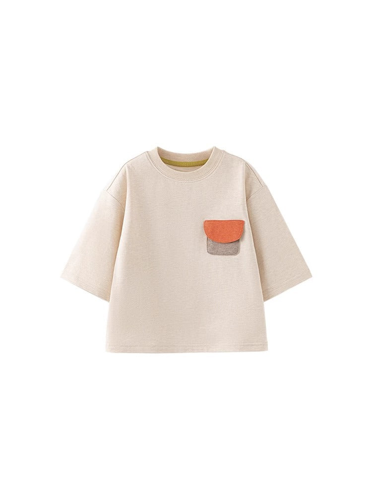 Children's Spring Boys Cotton Korean Style Short Sleeve Cropped Casual Fashion Children's T-shirt