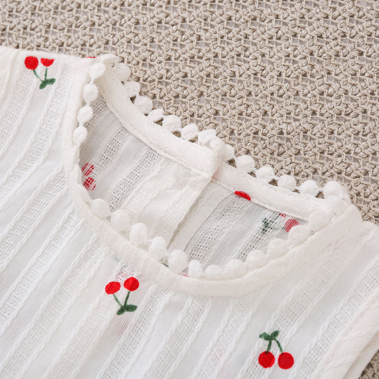 Printed Cherry Vest Triangle Rompers Korean Style Th Day Lace Jumpsuit, Climbing Suit