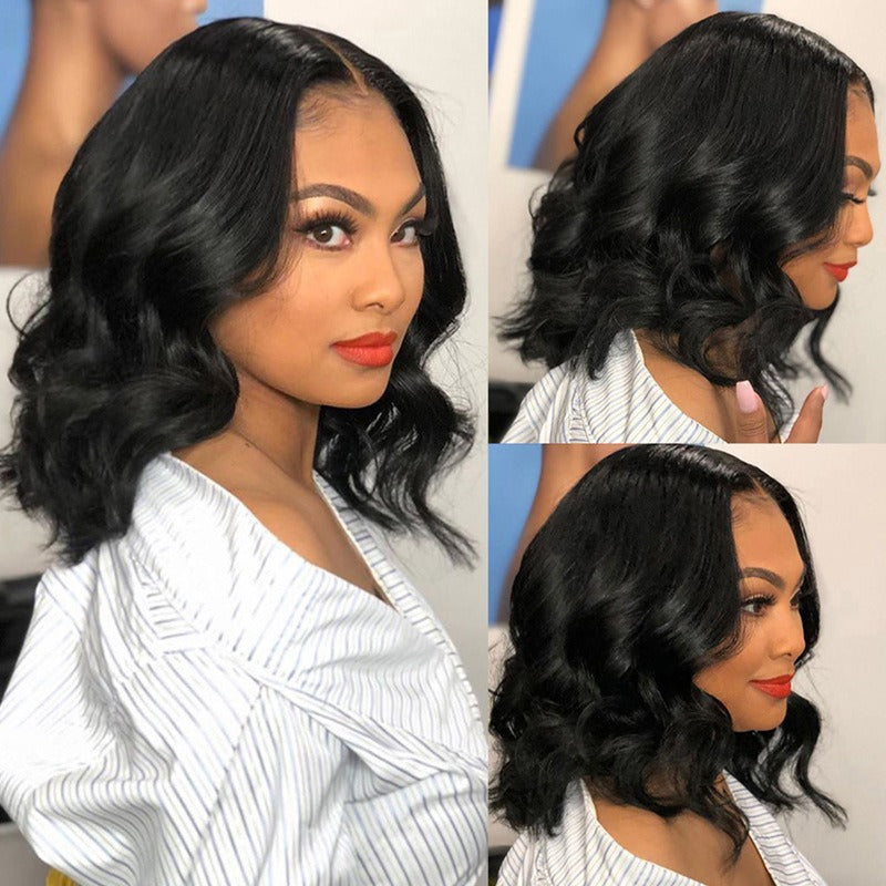 Women's Fashion Mid-length Black Waves Roll Fiber Wig Short Curly Hair