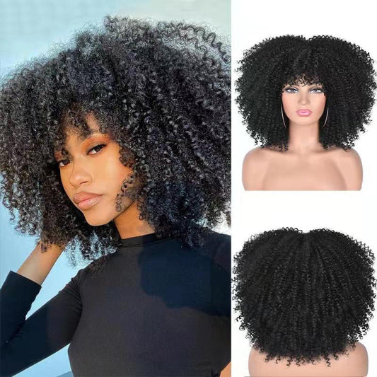 Women's Chemical Fiber African Small Volume Afro Wig Short Curly Hair