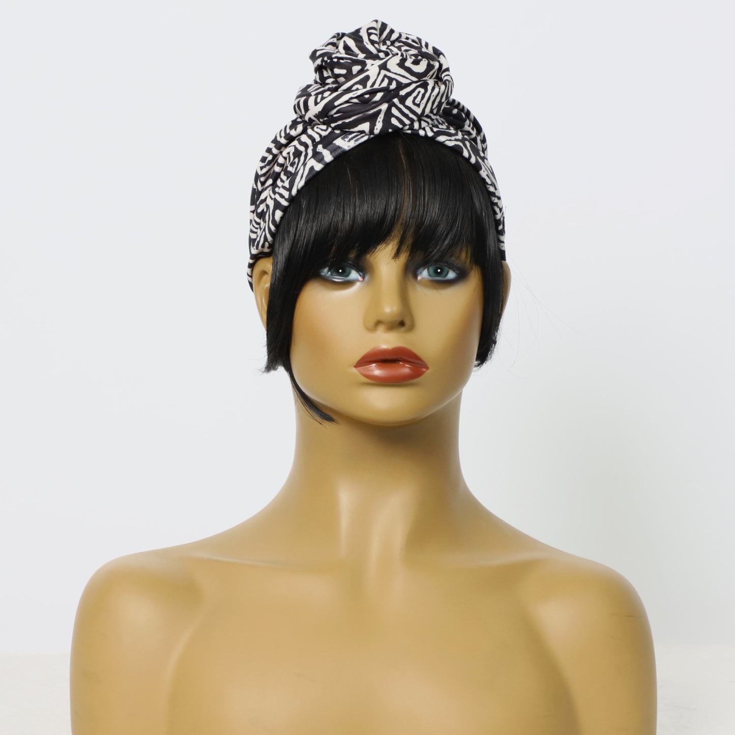Headscarf Sideburns Bangs Integrated Hat Drawstring Wig Long Curls