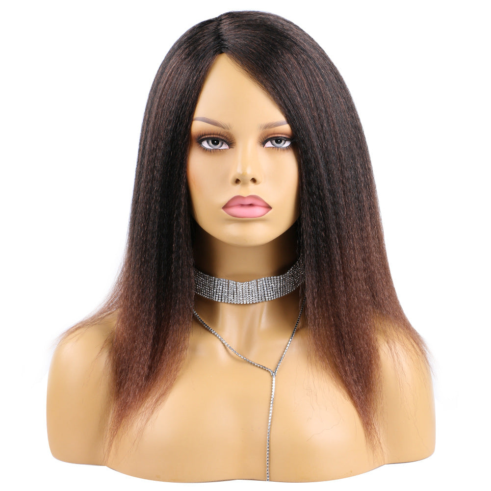Chemical Fiber Brushed Headgear Curved Mechanism Long Straight Wig