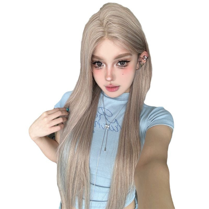 Women's Coney Princess Milk Gray Pink Natural Daily Long Straight Wig