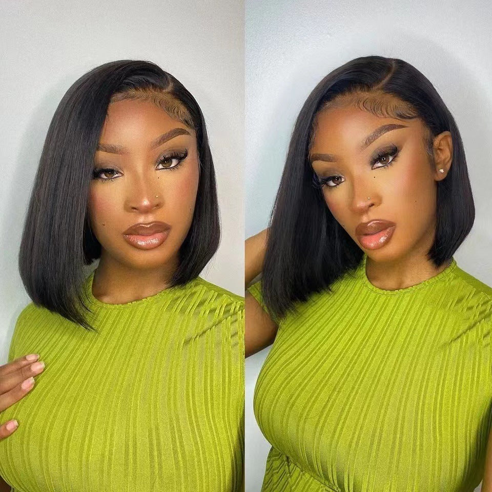 Durable Versatile Lace Bob Sheath Front Wig Short Straight Hair