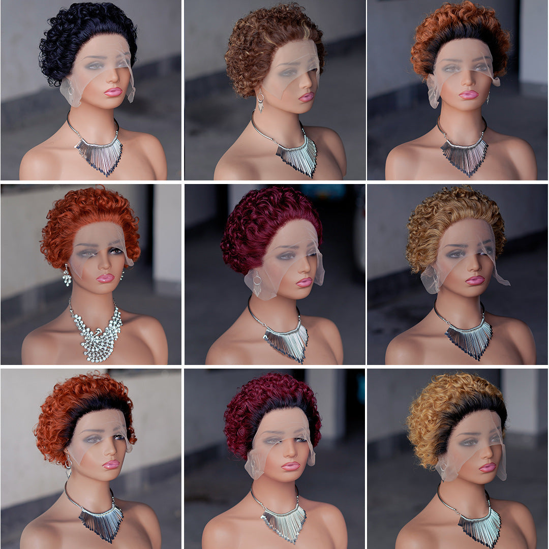 Women's Small Front Lace Synthetic Wigs Wig Short Curly Hair
