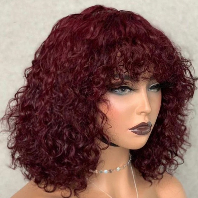 Brazilian Human Density Fringe Curly Bob Real Hair Wig