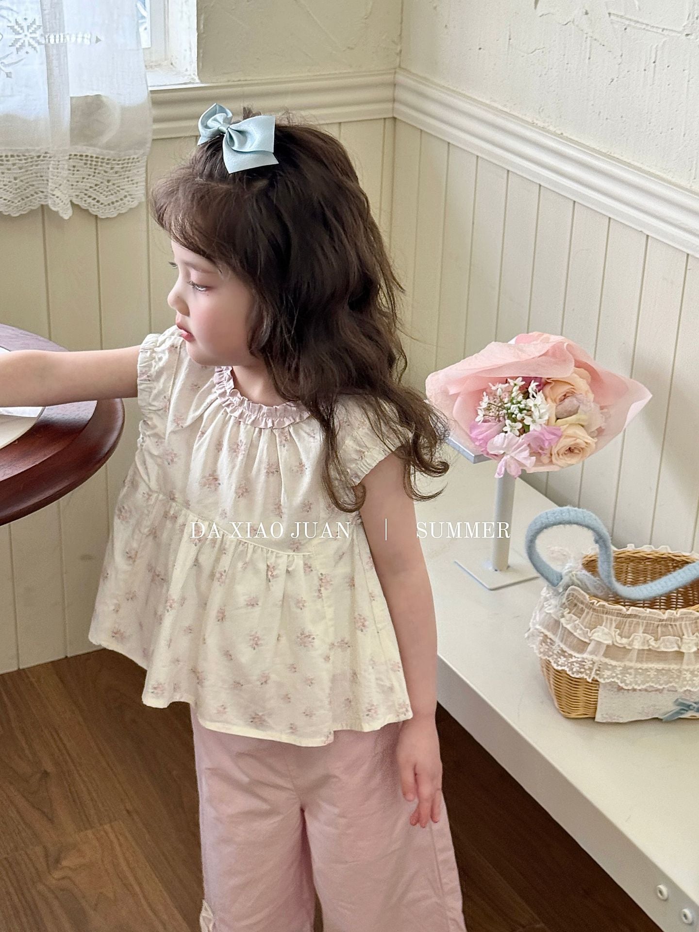 Summer Western Style Clothes Top Floral Children's T-shirt