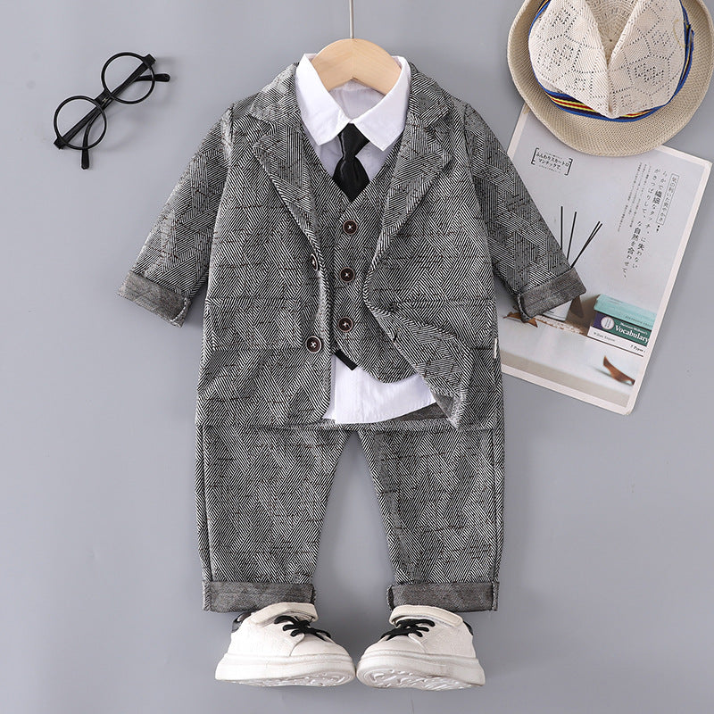 Children's Two Pieces British Birthday Boy Flower Children's Suit