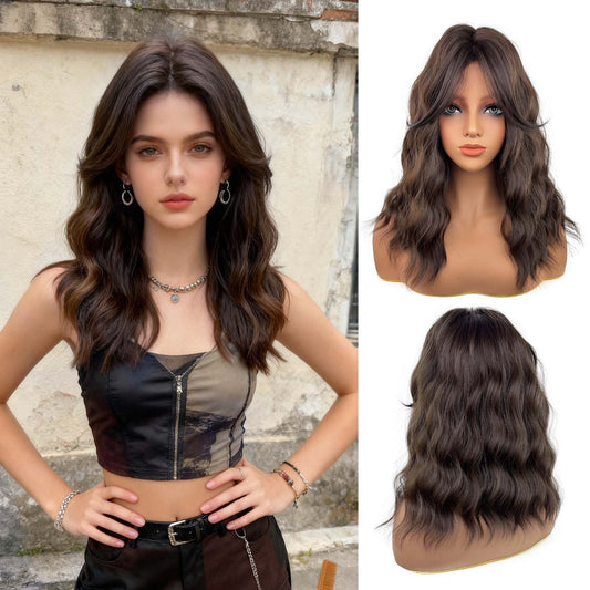 Women's Mid-length Curly Head Cover Water Ripple Mixed Wig Long Curls