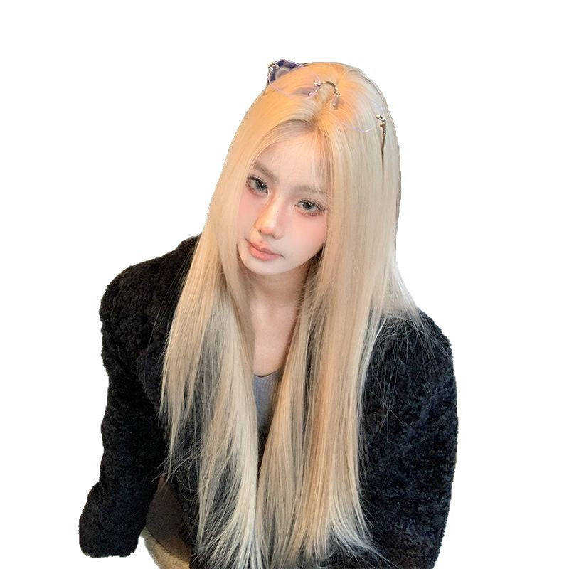 Women's Hand Crocheting Lace Realistic Fashion Face Trimming Long Straight Wig