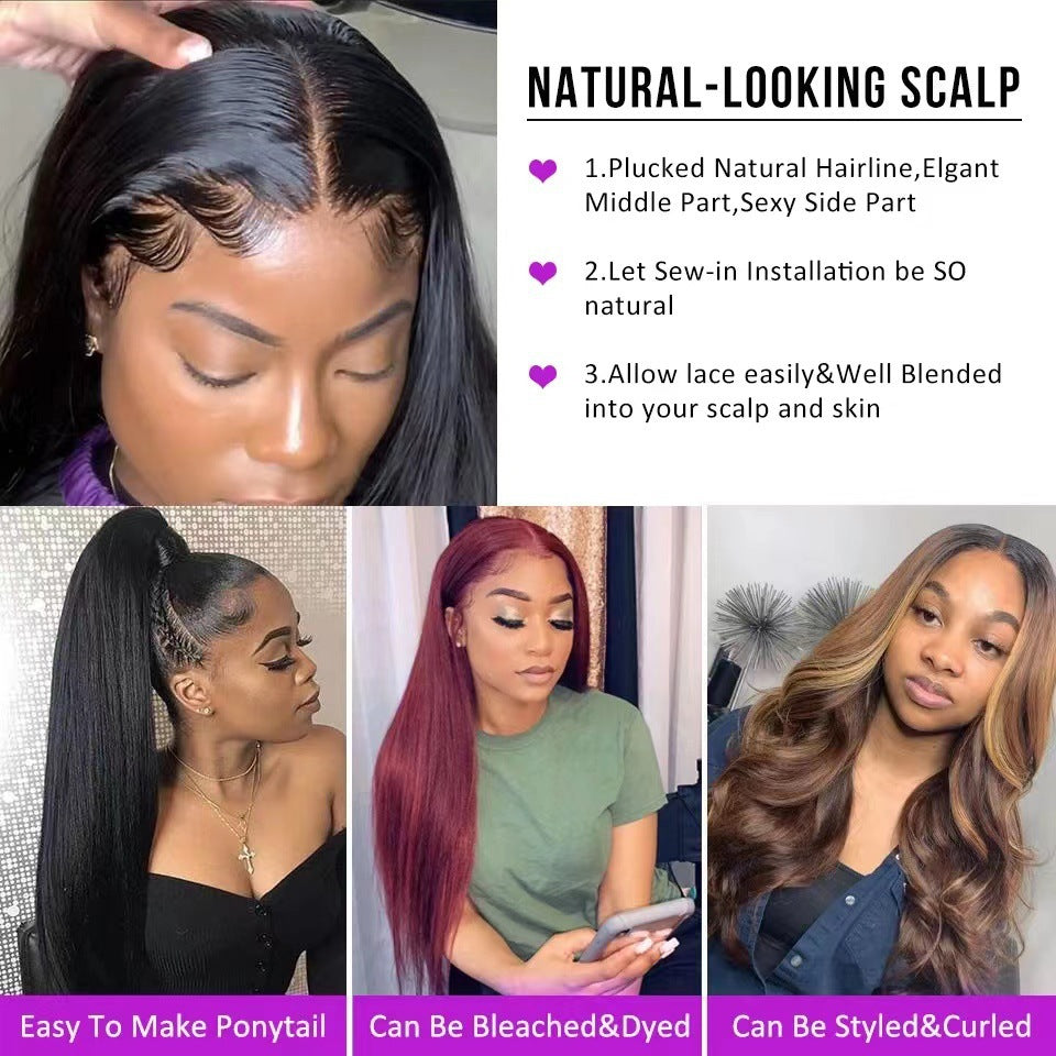 Classic Beautiful Front Lace Hair Cover Long Straight Wig