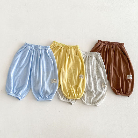Children's Labeling Anti Mosquito Summer Thin Korean Style Solid Color Breathable Children's Pants