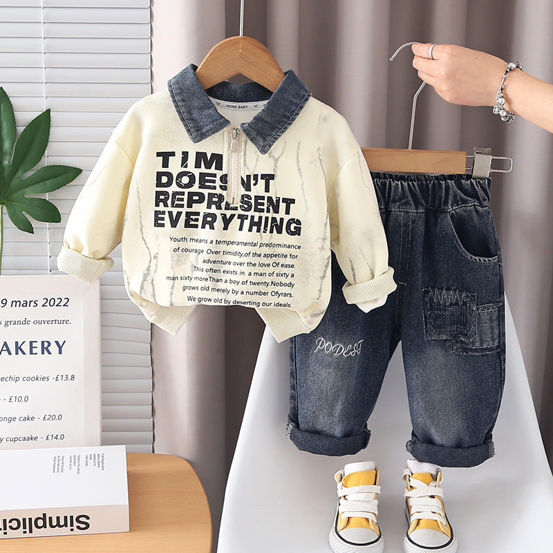 Children's Fried Street Fashion Trendy Spring Western Style Two-piece Children's Suit