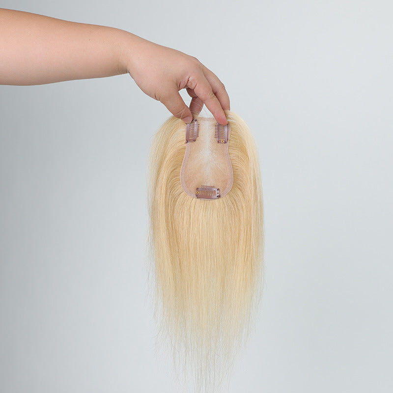 Bangs Golden Real Human Hair Natural Breathable Hand-woven Hairpiece Cover Wig