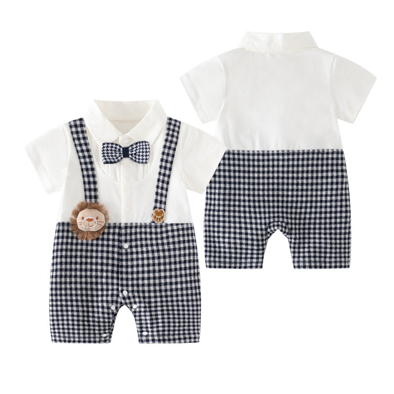 Boy Rompers Short Sleeve One Year Old Celebration Dress Thin Jumpsuit, Climbing Suit