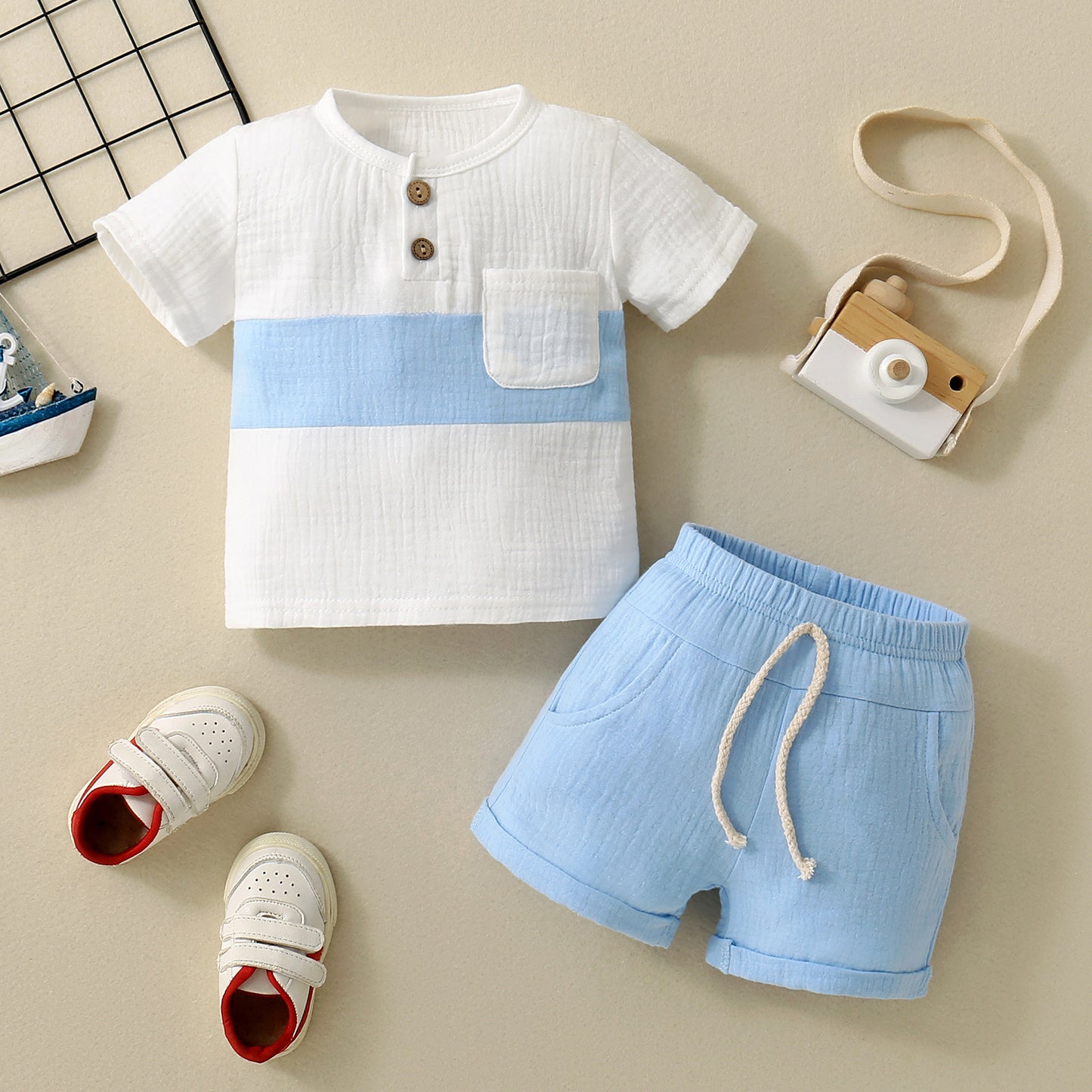Children's Short-sleeved Shorts Two-piece Hot Word Compliance Children's Suit