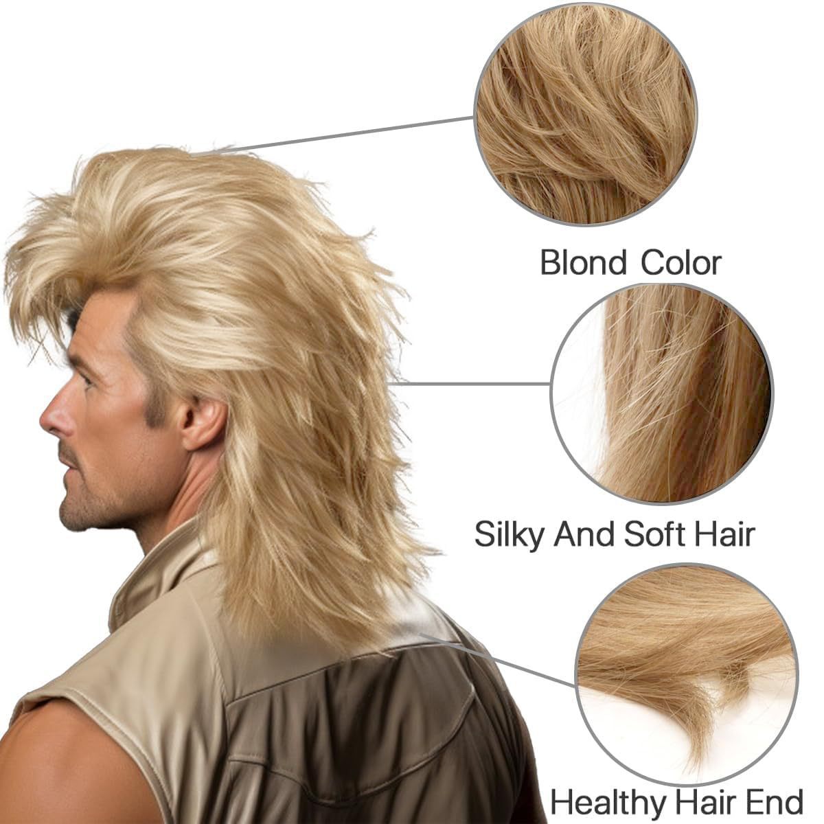 Men's Fancy Party Dress Up Props Golden Men's Wig