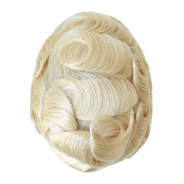 Men's Leather Hand Crochet V Needle Hairpiece Men's Wig