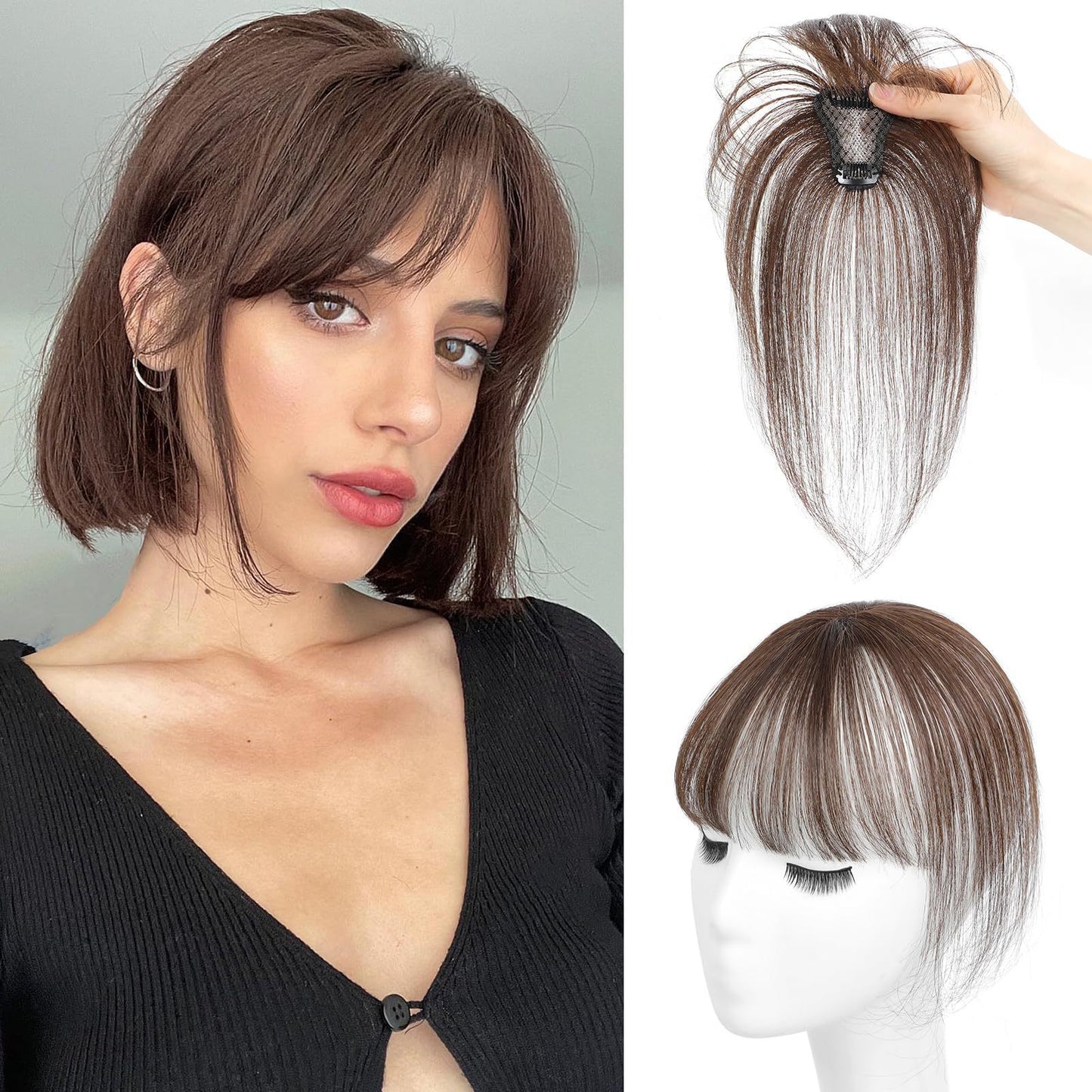 Piece Hand-woven Straight Real Human French Wig