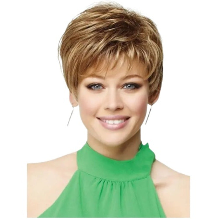 Women's Chemical Fiber Curly Gradient Color Wig Short Straight Hair