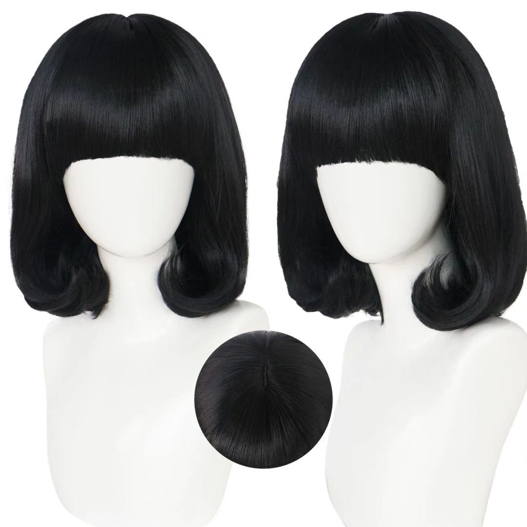 Men's Black Bangs Inner Buckle Short Hair Natural Fluffy Cos Wig