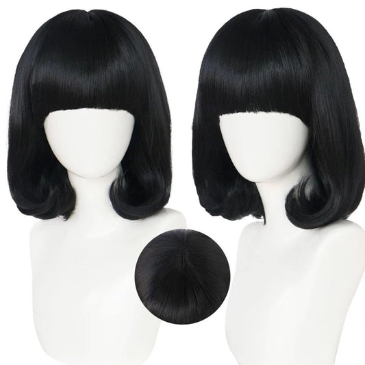 Men's Black Bangs Inner Buckle Short Hair Natural Fluffy Cos Wig