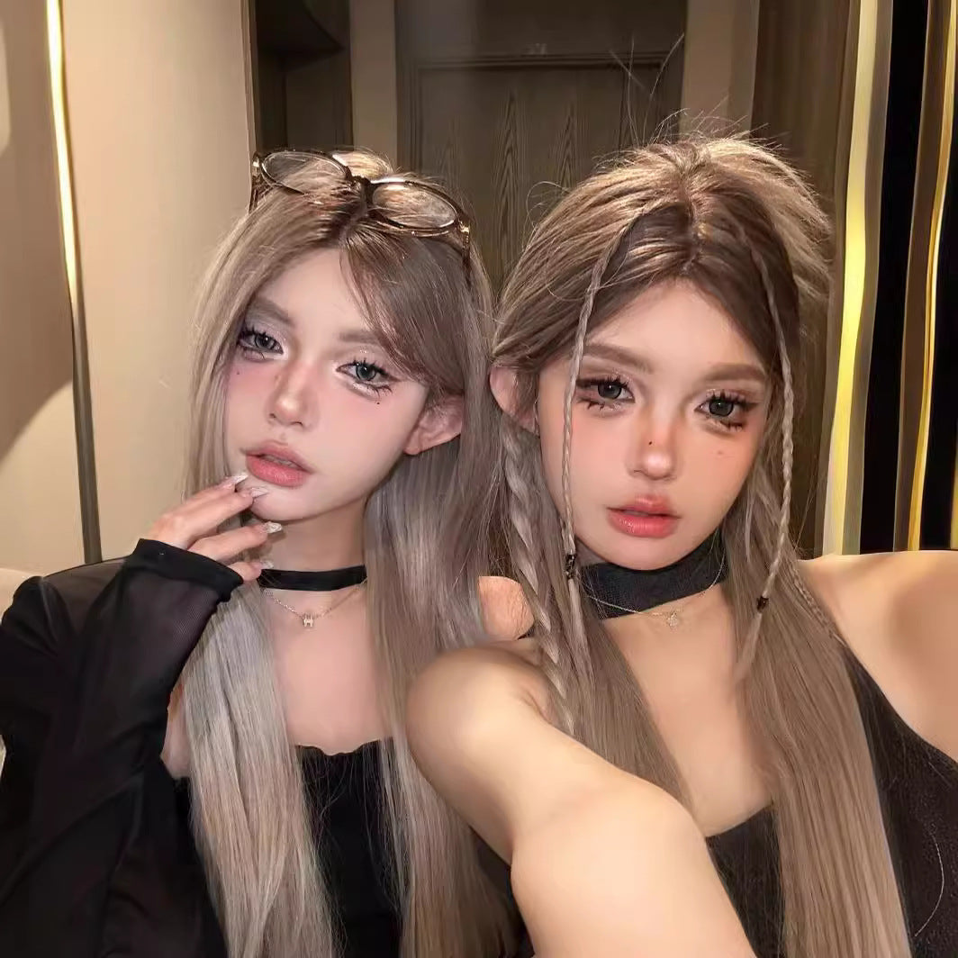 Front Lace Full Hair Type Gradient Black Head Long Straight Wig