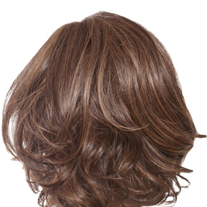 Female Partial Fiber Pick Color Gradient Head Wig Short Curly Hair