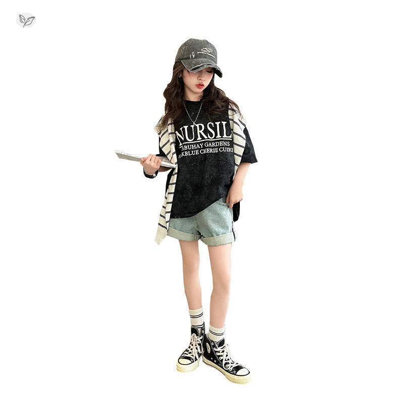 Children's Short-sleeved Summer Top Middle Big Half-sleeved Loose Children's T-shirt