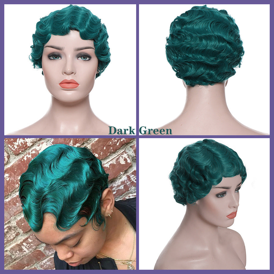 Women's Water Ripple Head Cover For Fiber Wig Short Curly Hair