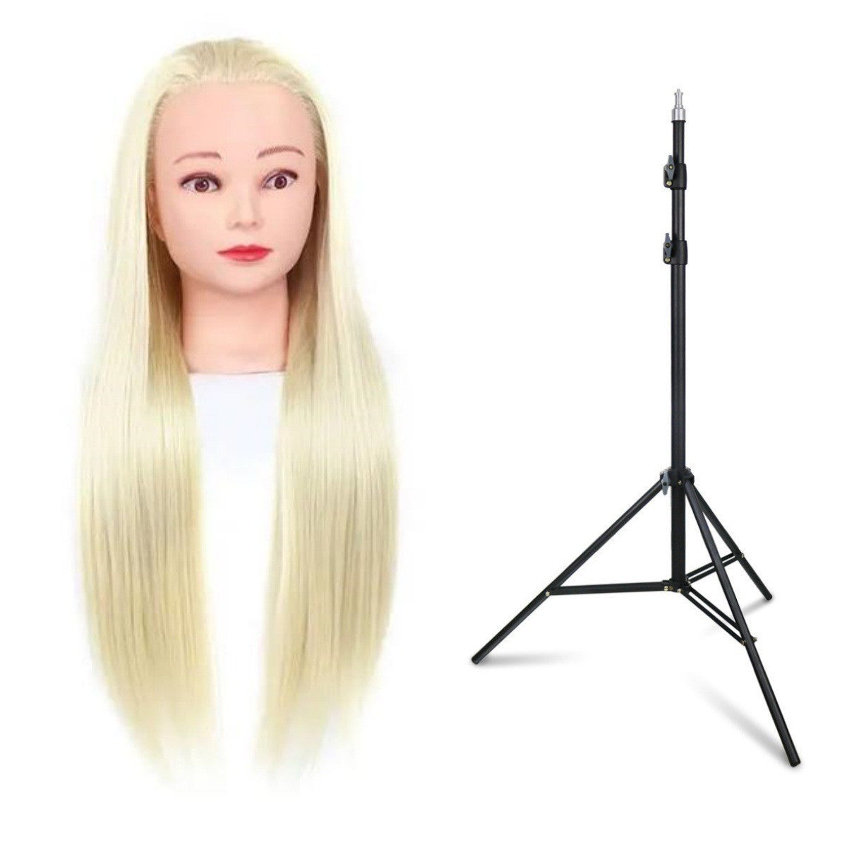 Head Braided Hair Practice Mannequin Hairdressing Cutting Wig Ponytail