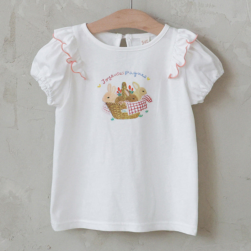 Strawberry Shan Western Style Bubble Sleeve Cartoon Children's T-shirt