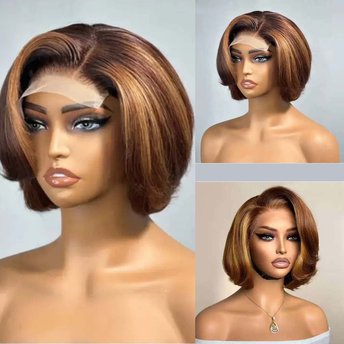 Chemical Fiber Front Lace Partial Headgear Wig Short Curly Hair