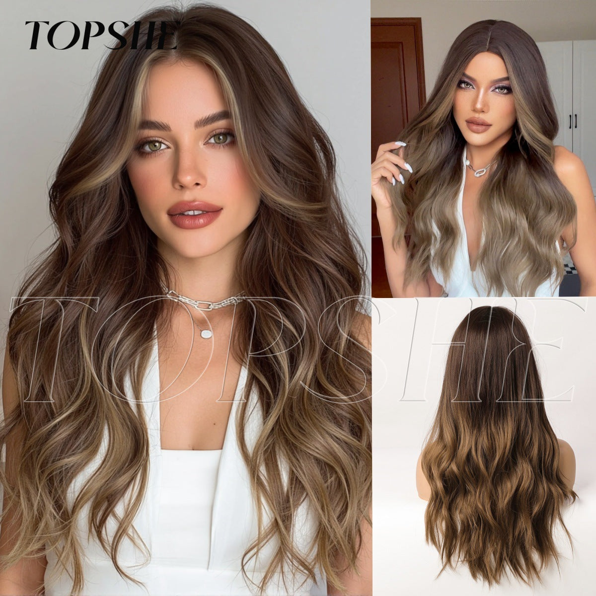 Women's Fashion Big Wave Medium Curly Hair Dyed Wig Long Curls