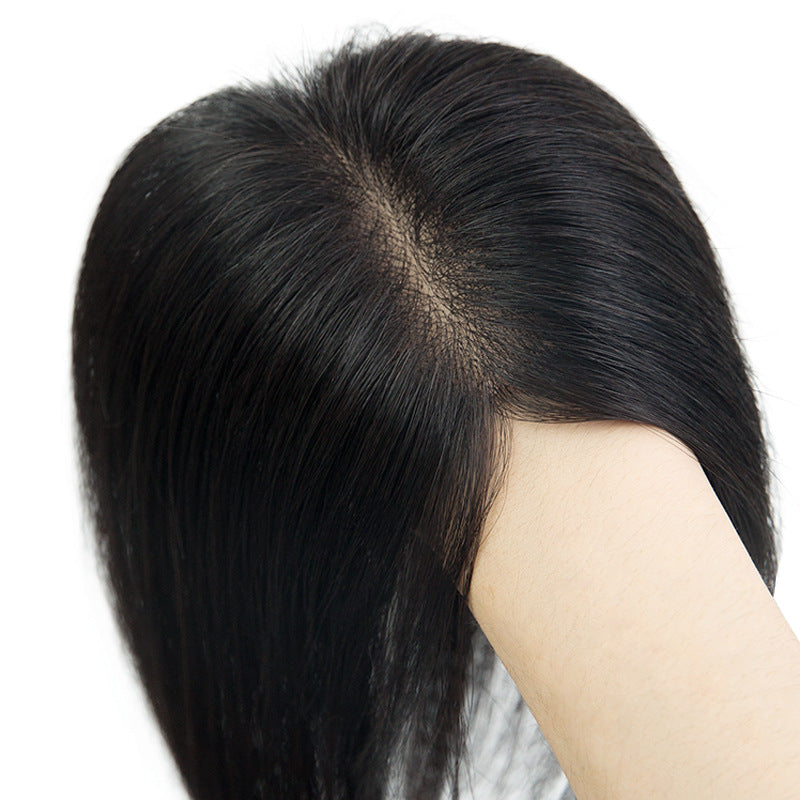 Women's Set Mesh Single Layer Lightweight Supplementing Real Hair Wig