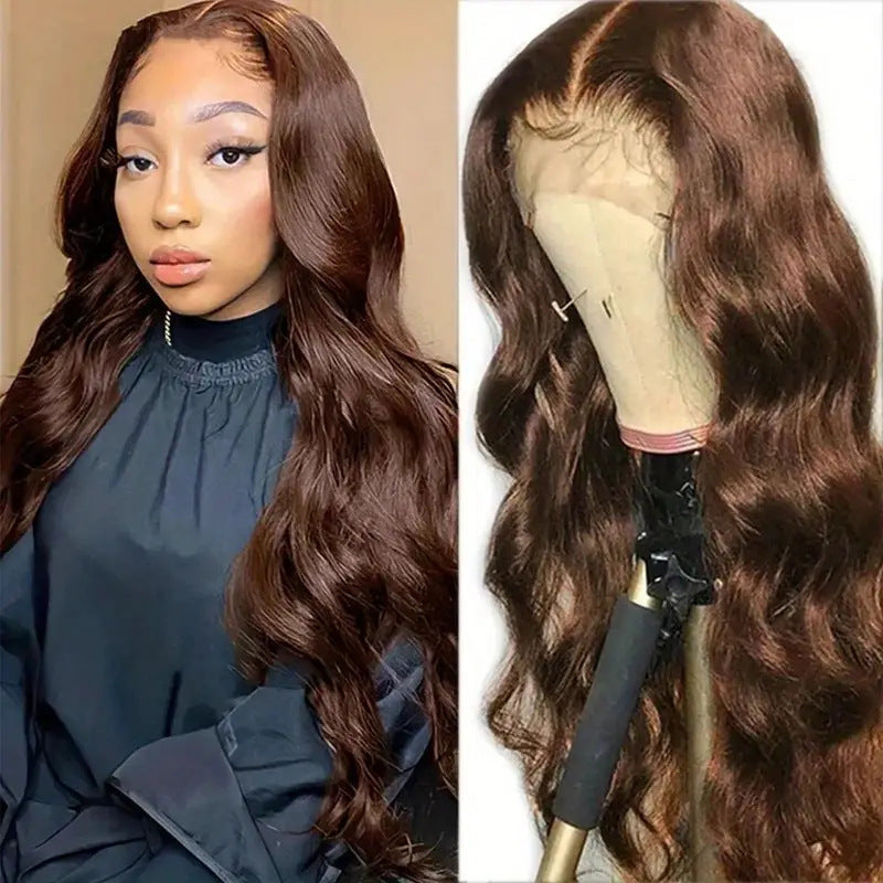 Front Lace Female Brown Curly Hair Big Wave Wig Long Curls