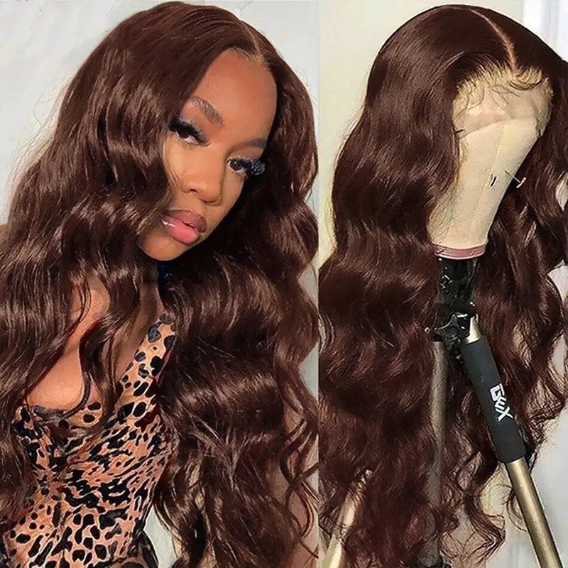 Front Lace Female Brown Curly Hair Big Wave Wig Long Curls