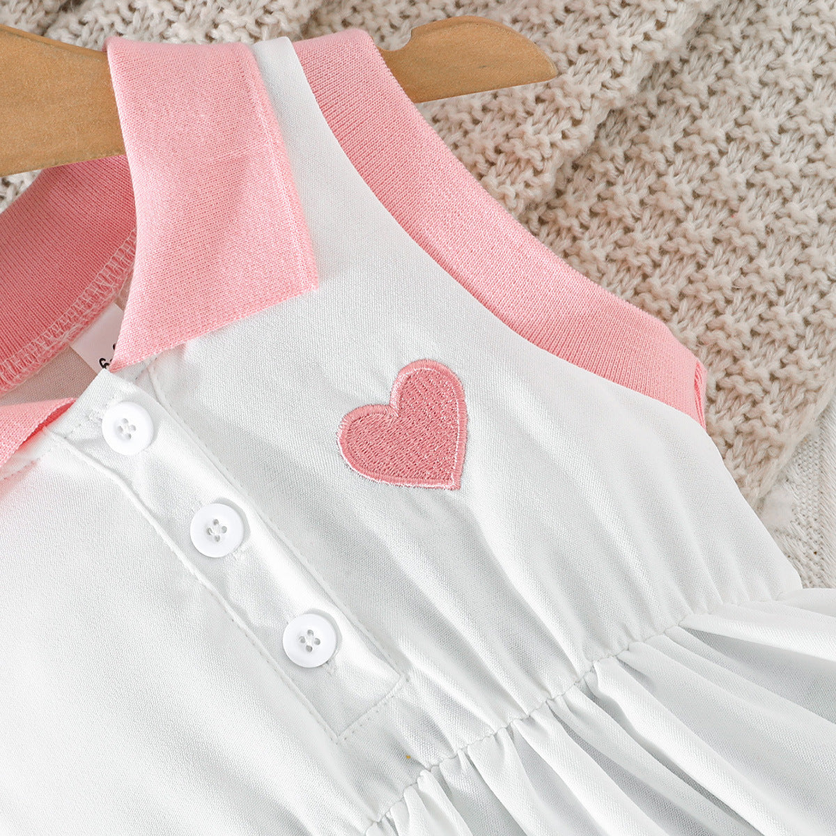 Summer Love Embroidered Lapel Sleeveless Waist Children's Dress