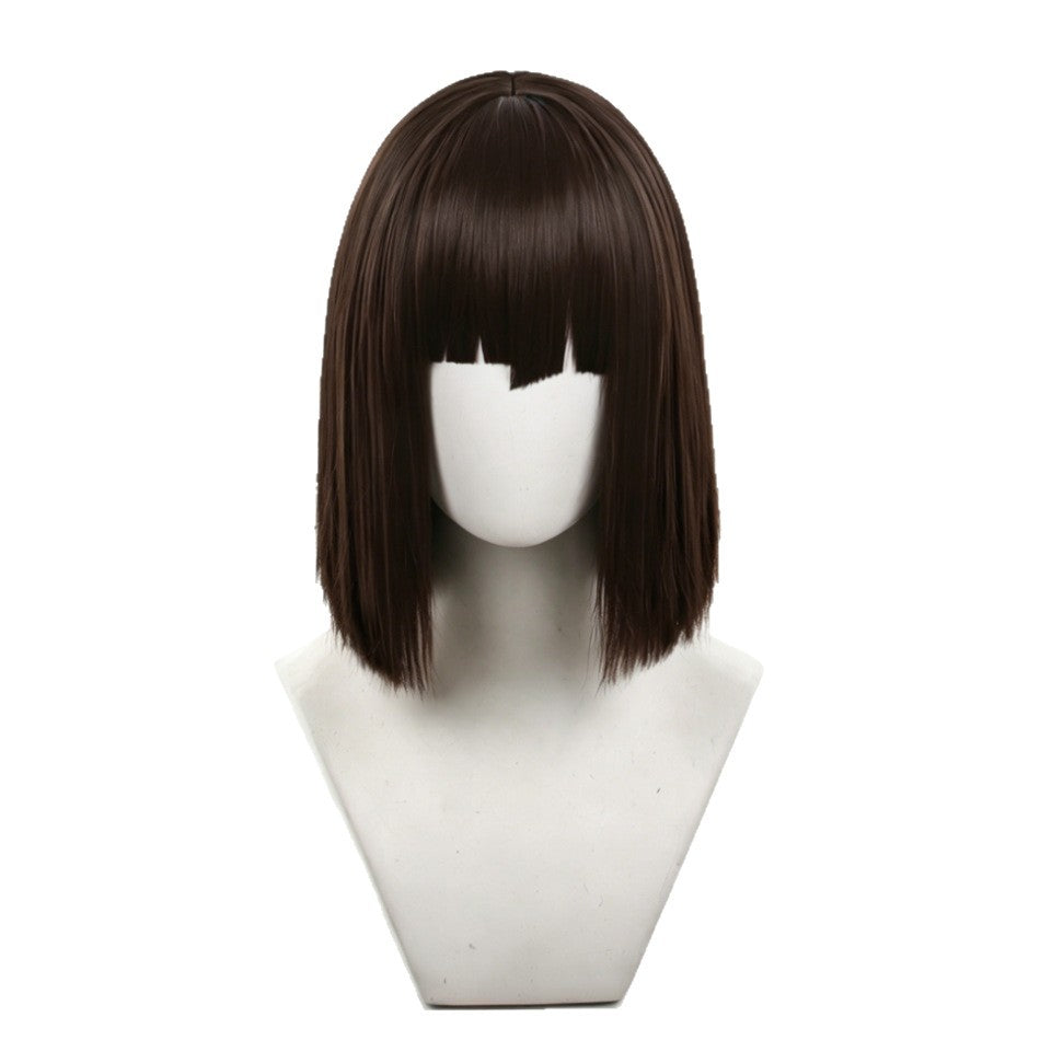 Rock Kingdom World Dark Brown Air Bangs Wave Head Cos Wig